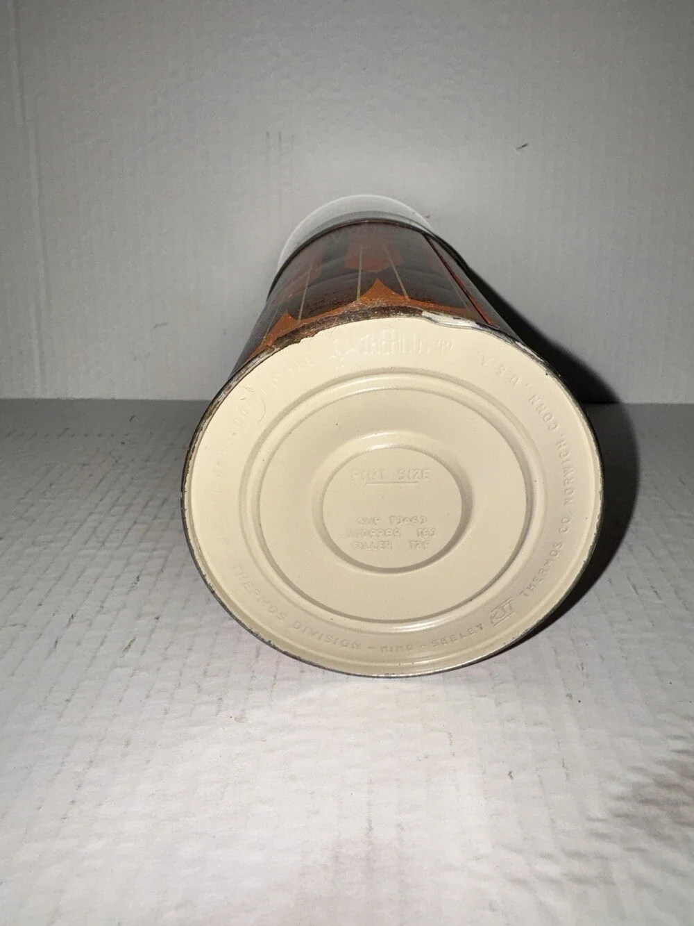 Vintage 1971 King-Seeley Thermos #7063 - Orange Brown Tan 10 oz. Hot/Cold